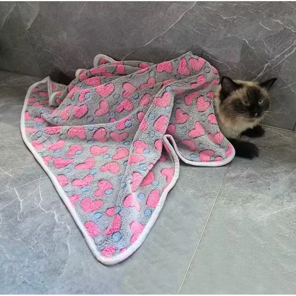 Warm Soft Plush‎ Premium Fleece Pet Cat Dog Heart Blanket PINK 41'x30